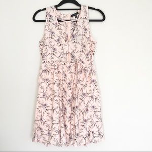 Very J Pink Sheer Floral Sleeveless Dress Medium